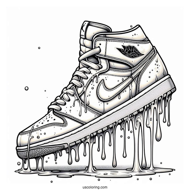 Nike Coloring Page Of Air Jordan Melting Paint