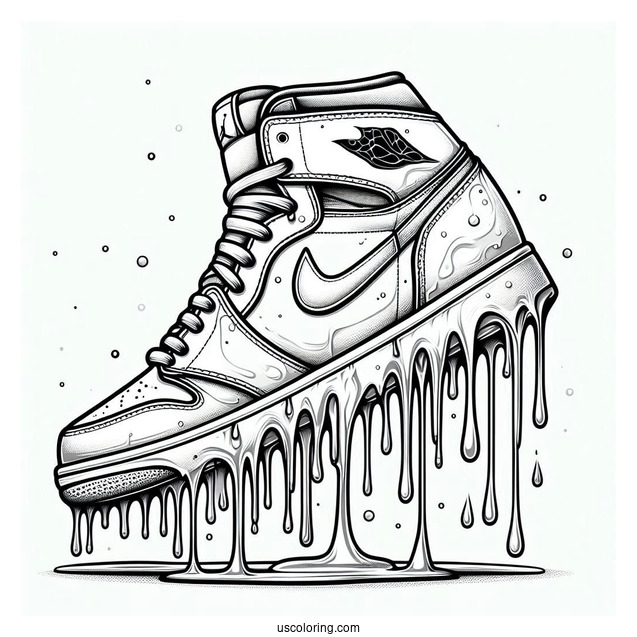Nike Coloring Page Of Air Jordan Melting Paint