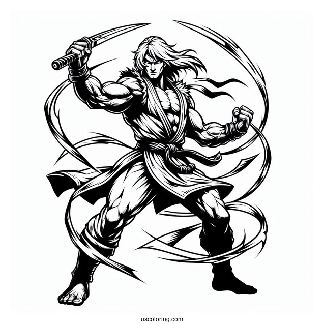 Street Fighter Coloring Page Of Vega With His Sharp Blades