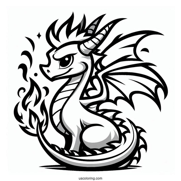 Easy Flame Dragon Outline From Sypro Coloring Page