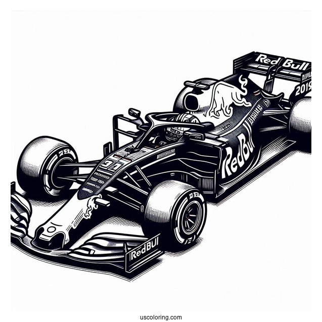 Red Bull Racing RB14 F1 Coloring Page Car