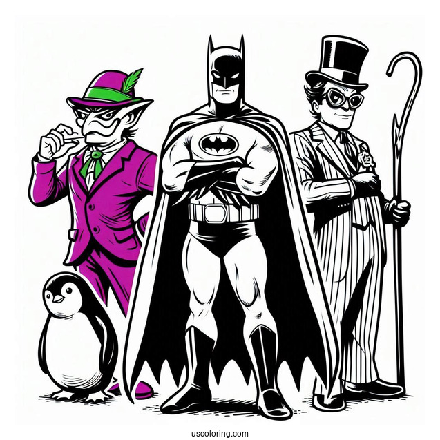 The Batman With Riddler, Penguin, And Catowman