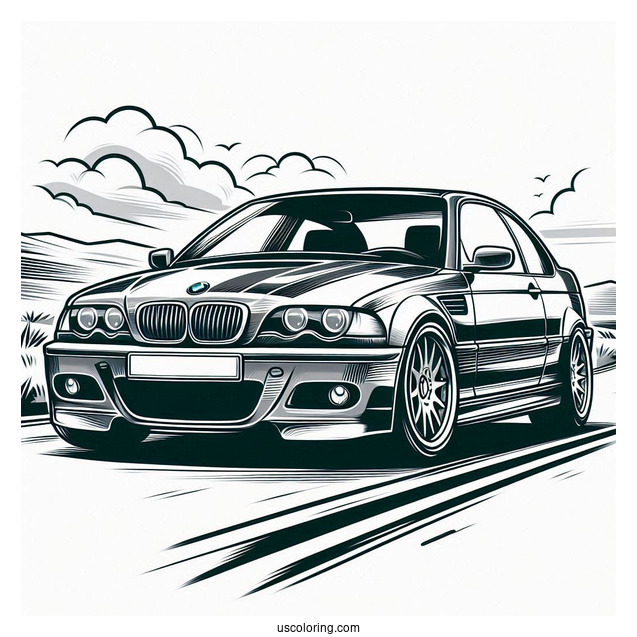 BMW Coloring Page E46 M3 On The Road