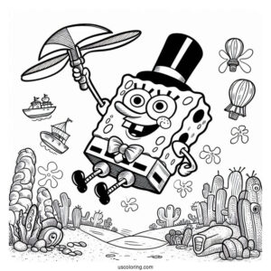 SpongeBob Coloring Page Of The Flying Dutchman