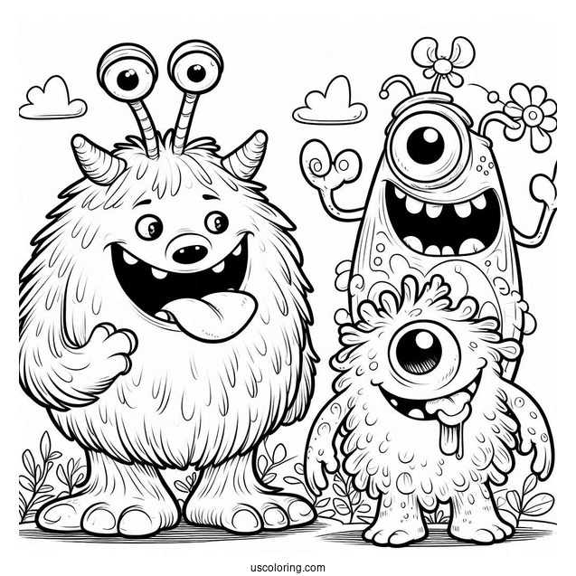 My Singing Monsters Coloring Page Of Mammott, Maw, Bowgart, And Fwog