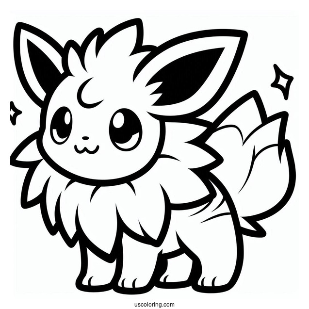 Simple Jolteon Coloring Page Outline For Preschoolers