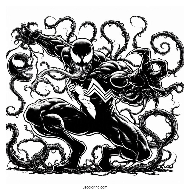 Venom Fighting With Carnage Coloring Page
