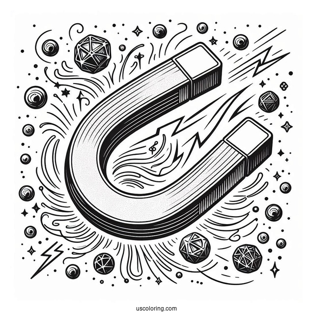 Science Coloring Page Of Magnet Showing Magnetic Force