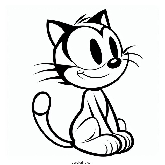 Easy Outline Of Felix The Cat Coloring Sheet