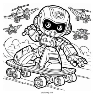 Rescue Bots Coloring Page Of Cody Burns Skateboarding