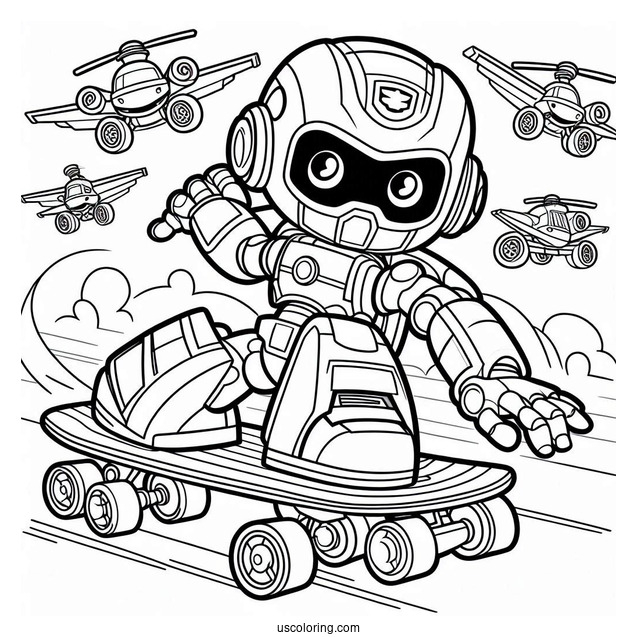 Rescue Bots Coloring Page Of Cody Burns Skateboarding