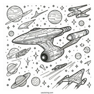 Simple Star Trek Coloring Page Of USS Exeter Outline