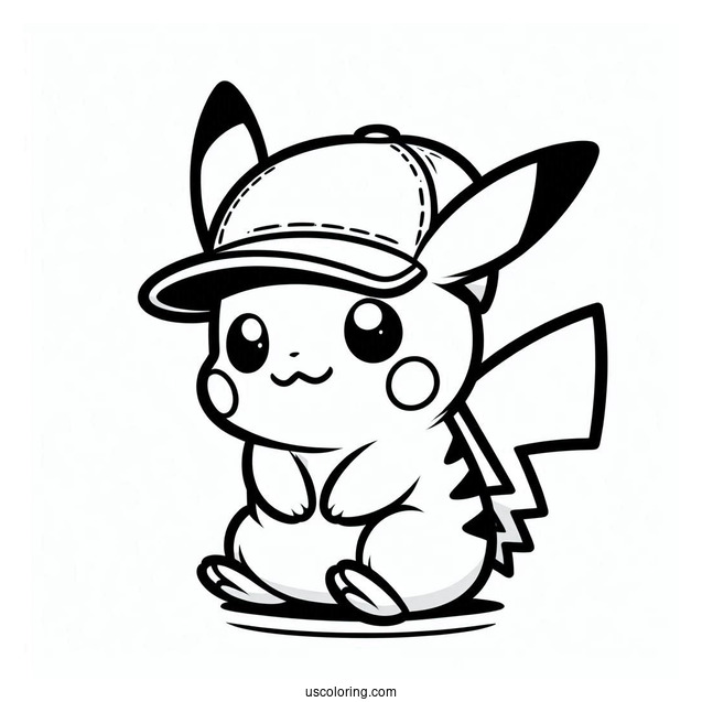 Coloring Sheet Of Pikachu Wearing Cap