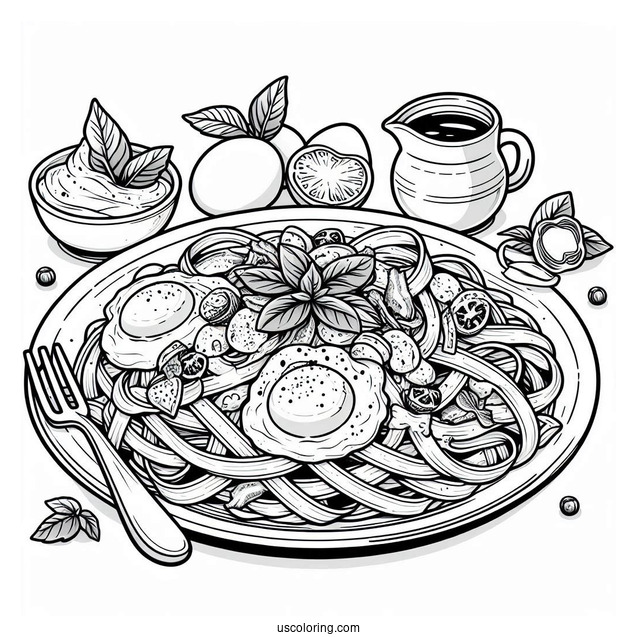 Carbonara Pasta Coloring Picture For Kids