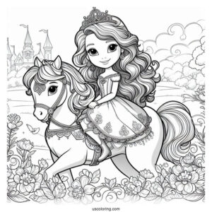 Sofia The First Coloring Page With Princess Amber Riding Everburn