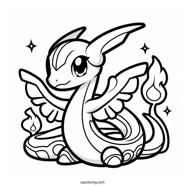 Cute Rayquaza Coloring Page For Preschoolers