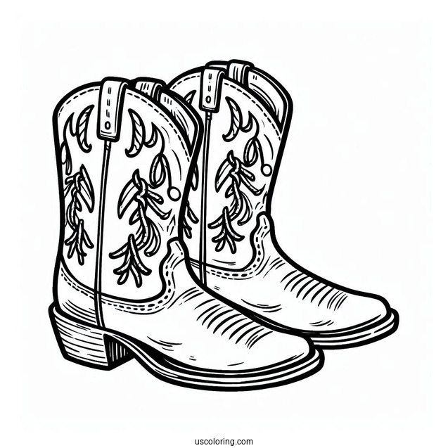 Simple Cowboy Coloring Page Boots For Kids