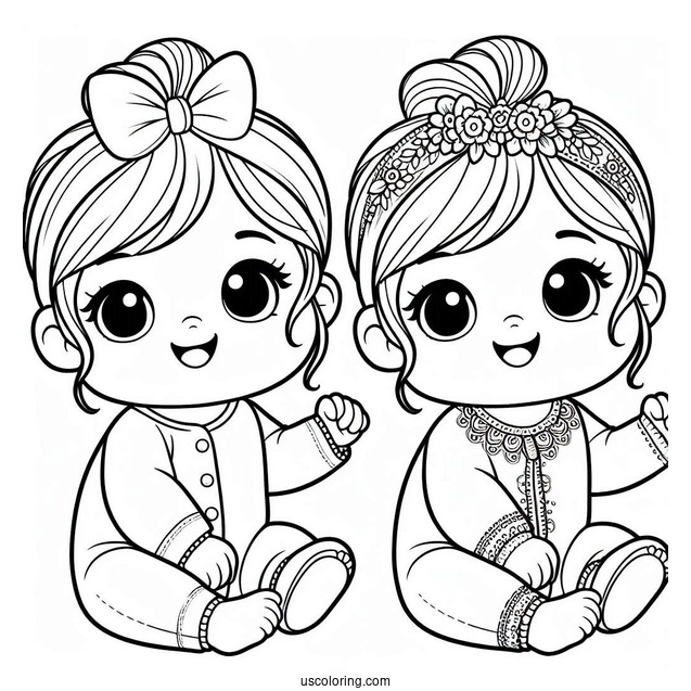Happy Baby Coloring Page Girl In Onesie And Headband