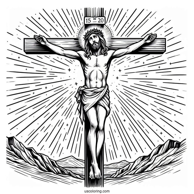 Jesus On Cross Coloring Page