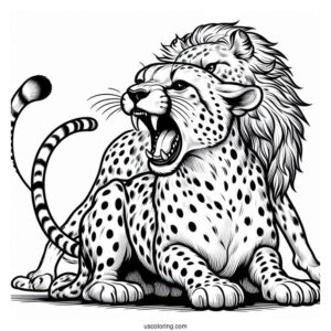 Large Cheetah Coloring Page Hissing