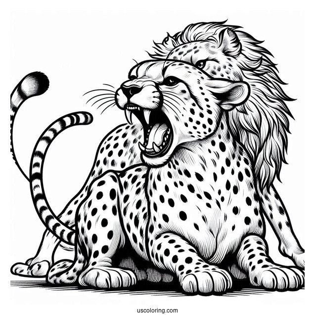 Large Cheetah Coloring Page Hissing