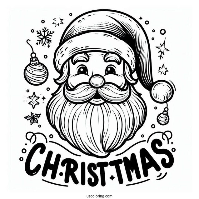 Easy Santa Face To Color With Merry Christmas Text