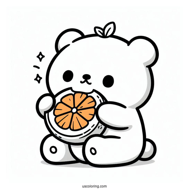 Cute Coloring Page Cartoon Bear Eating Orange Slice