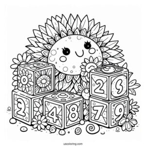 Numberblocks Coloring Page 9 Under The Sun