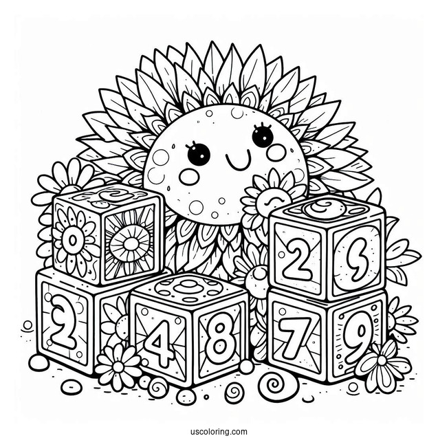 Numberblocks Coloring Page 9 Under The Sun