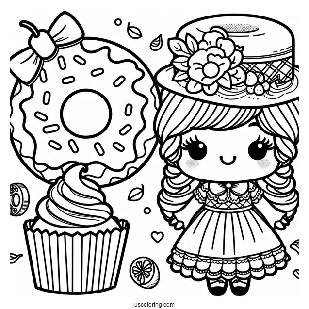 Mister Donut Coloring Page With Lady Cupcake
