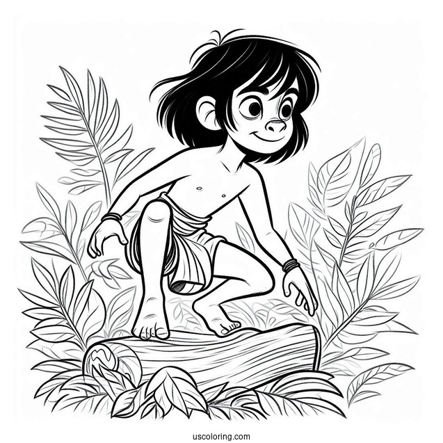 Easy Outline Of Mowgli From Jungle Book Coloring Page