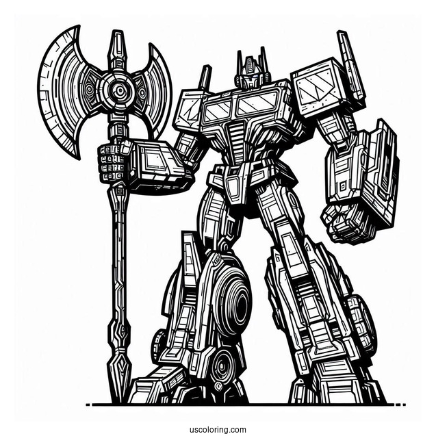 Jetpower Optimus Prime Coloring Page With Giant Axe