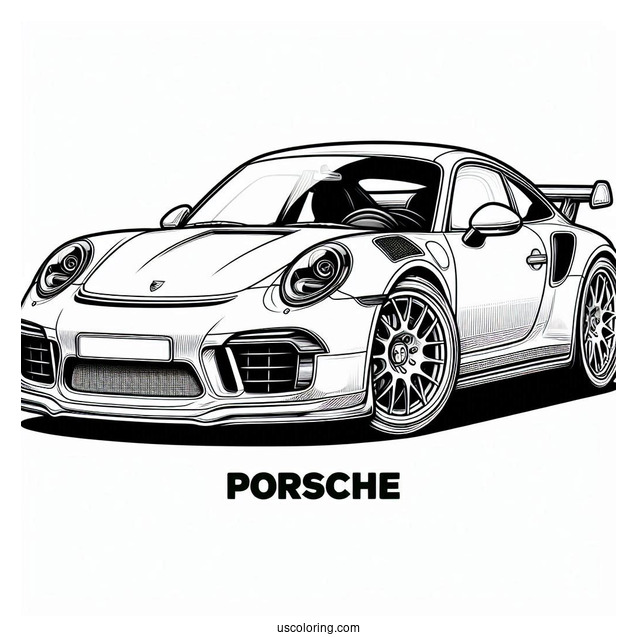 Simple Outline Of Solido Porsche Coloring Page