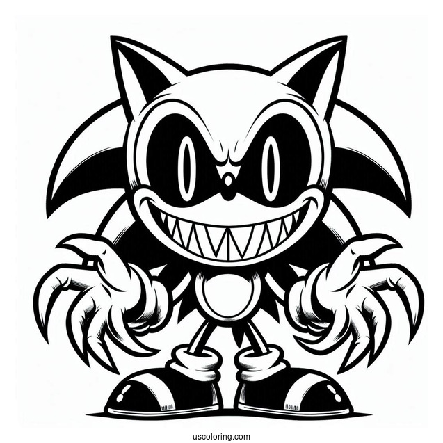 Sonic Exe Coloring Page With Scary Grin