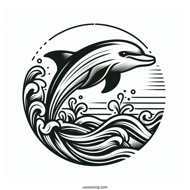 Dolphin Fins Emerging From Ocean