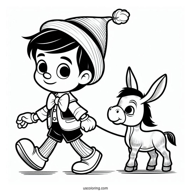 Pinocchio Coloring Page Turning Into a Donkey