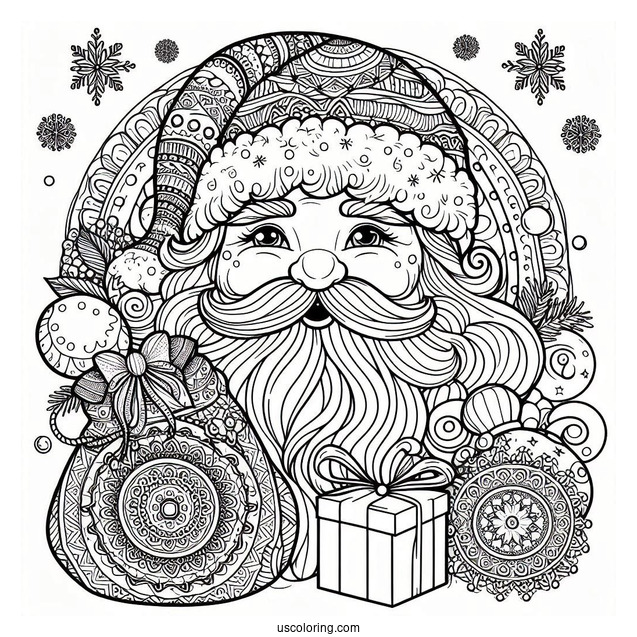 Santa Mandala Coloring Sheet