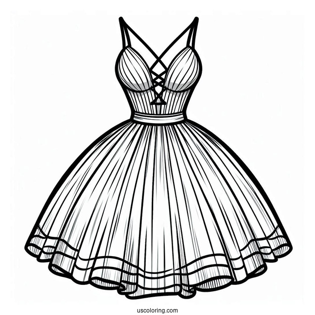 Dress Coloring Page Of Strappy Ball Down With Plunging Neckline