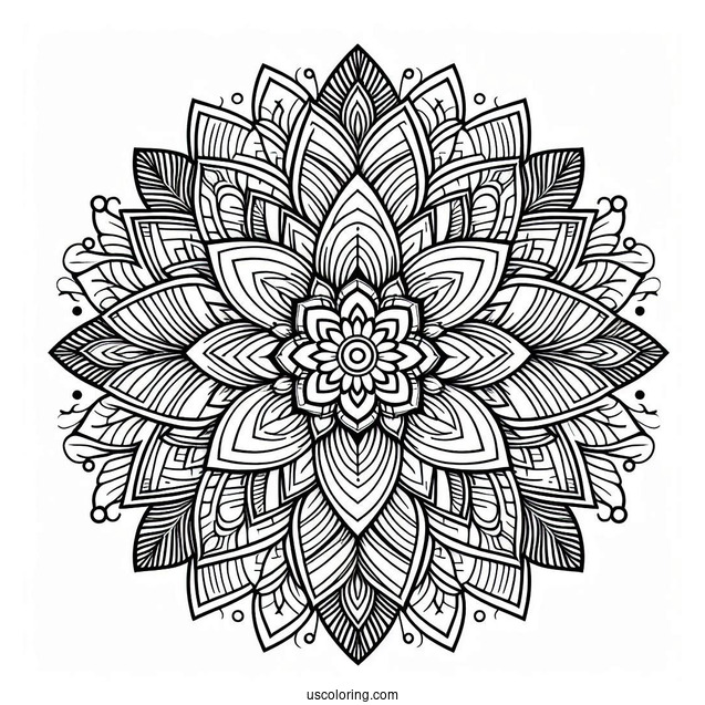 Tangled Flower Mandala Coloring Page