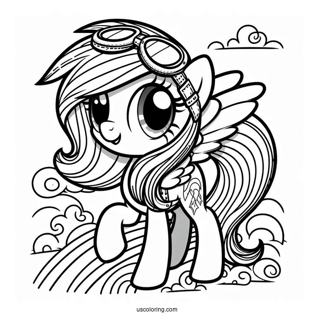 Rainbow Dash Coloring Page Standing On A Rainbow With Aviation Goggles