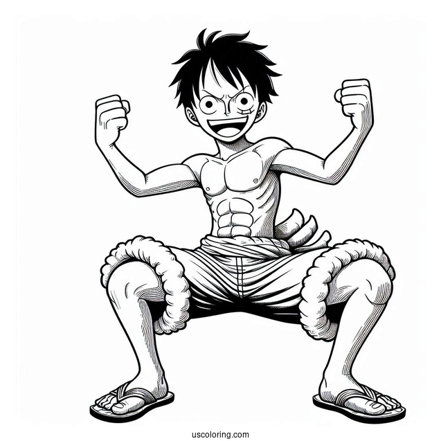One Piece Coloring Page Of Monkey D Luffy In Iconic Pose