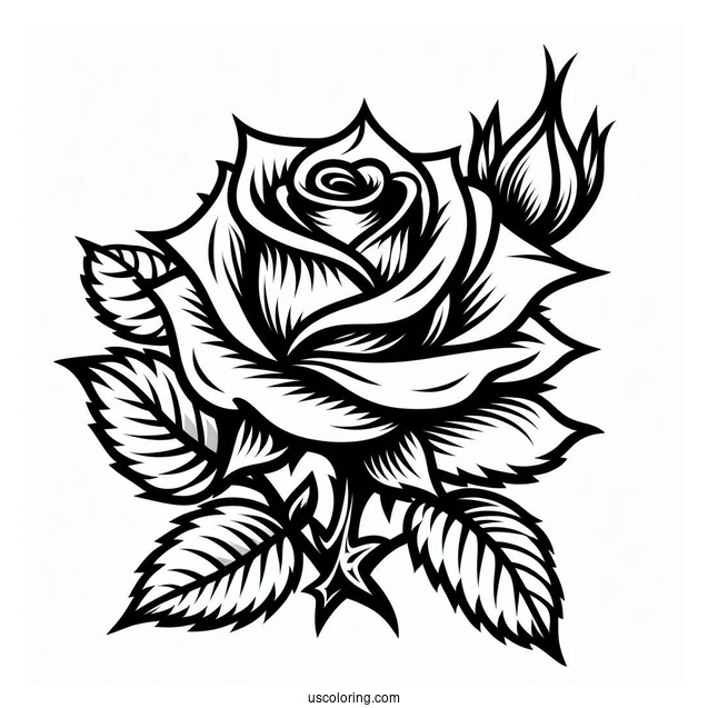 Rose With Thorns To Color