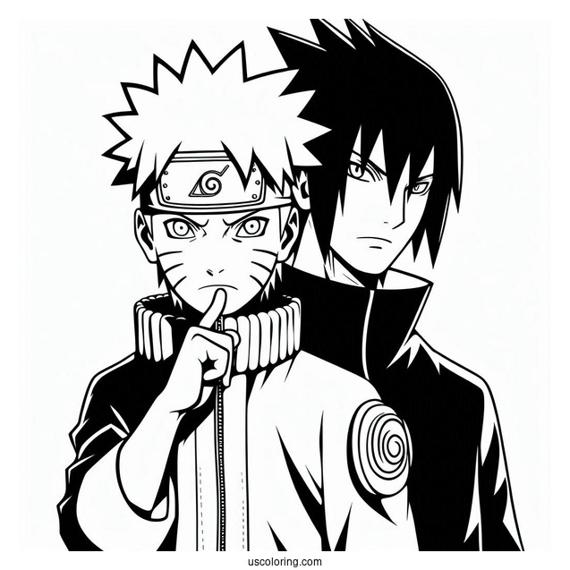 Easy Naruto And Sasuke Coloring Page For Kids