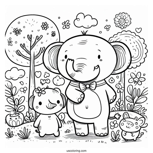 Elephant And Piggie Book Characters Coloring For Kids