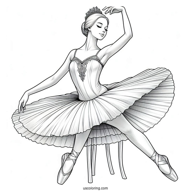Realistic Ballerina Coloring Page