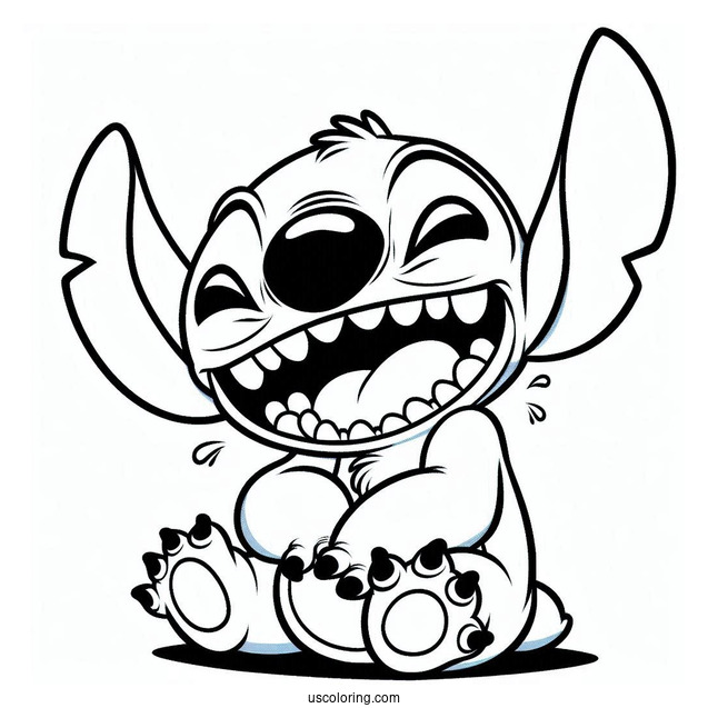 Laughing Stitch Coloring Sheet For Kids
