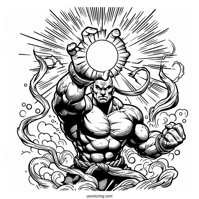 Street Fighter Coloring Page Of Dhalsim Summoning Powers