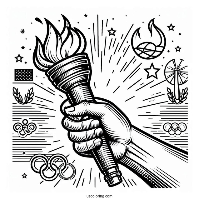 Hand Holding Olympics Coloring Page Of Torch