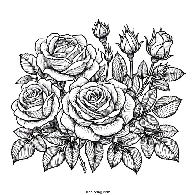 Blooming Roses Coloring Sheet