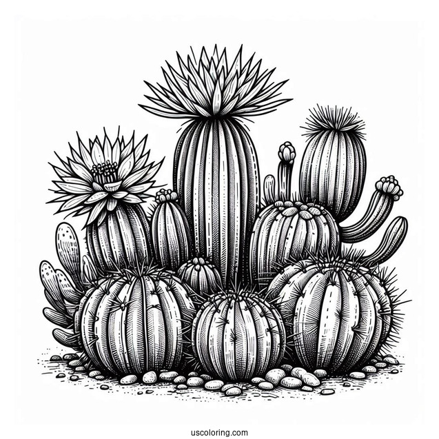 Realistic Desert Cactus With Spikes